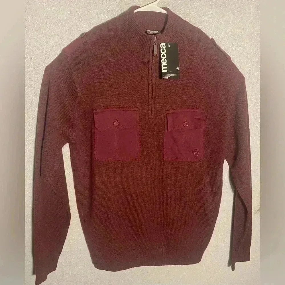 Sweater by Mecca burgundy size 2XL Streetwear urban hip hop front pockets